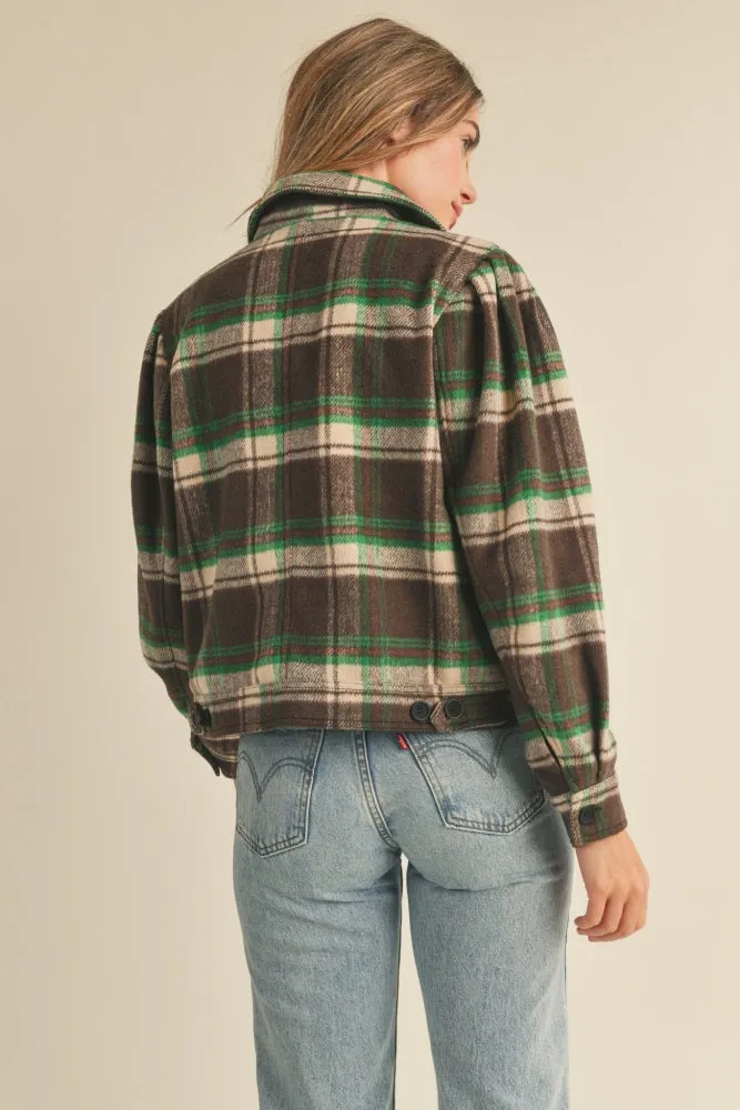Brown Green Checker Plaid Shacket sold by Pinkblush product image thumbnail 4
