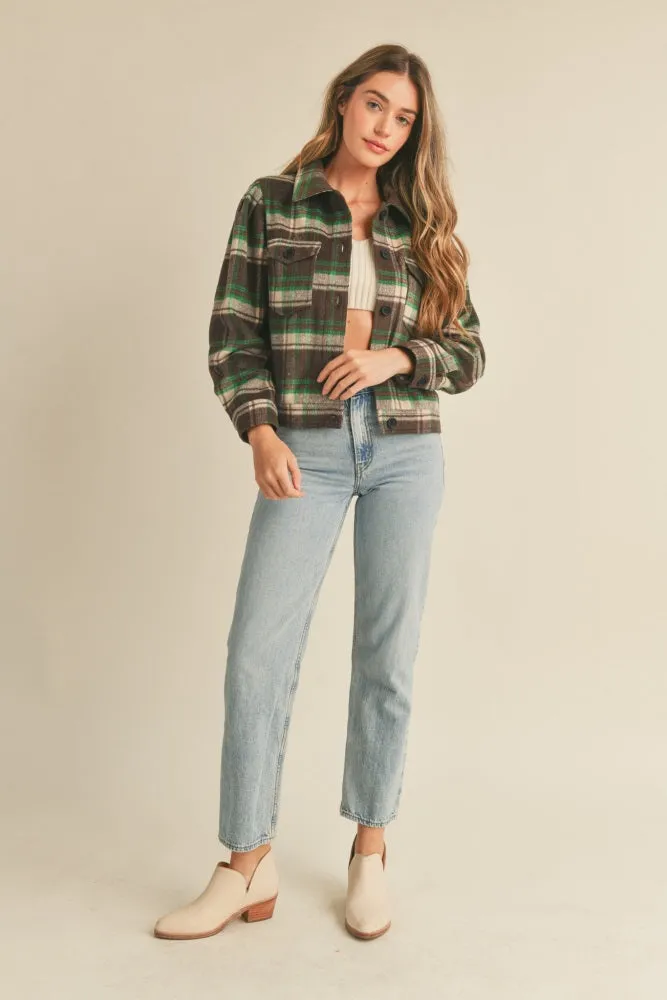 Brown Green Checker Plaid Shacket sold by Pinkblush product image thumbnail 5