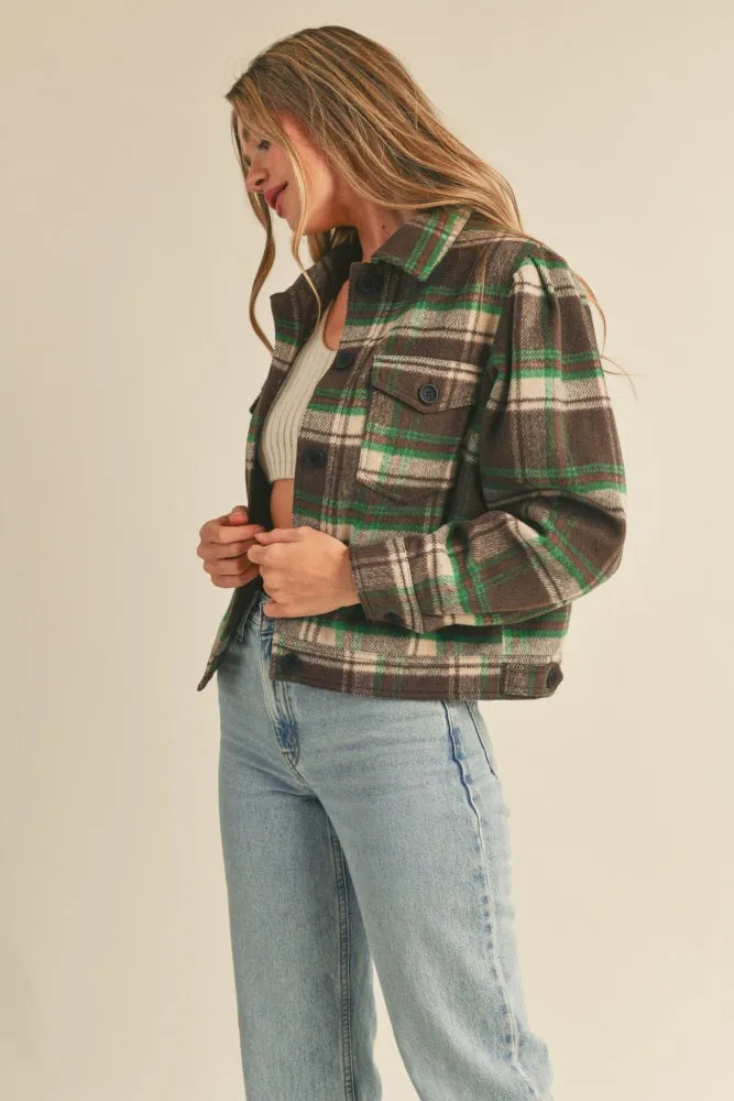 Brown Green Checker Plaid Shacket sold by Pinkblush product image thumbnail 3