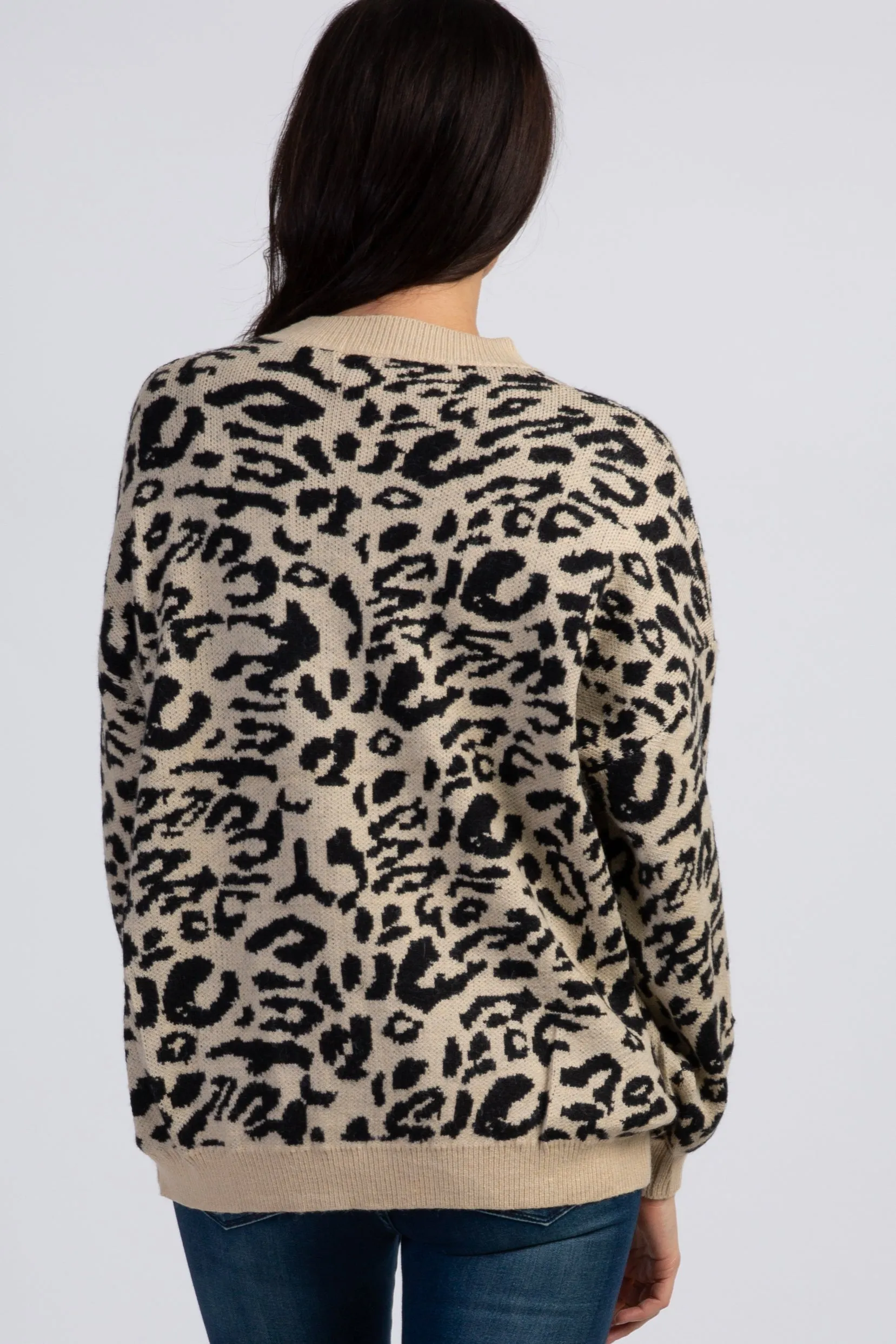Black Leopard Knit Puff Sleeve Sweater sold by Pinkblush product image thumbnail 3