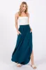 Teal Smocked Rounded Hem Maternity Maxi Skirt sold by Pinkblush