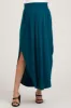 Teal Smocked Rounded Hem Maternity Maxi Skirt sold by Pinkblush