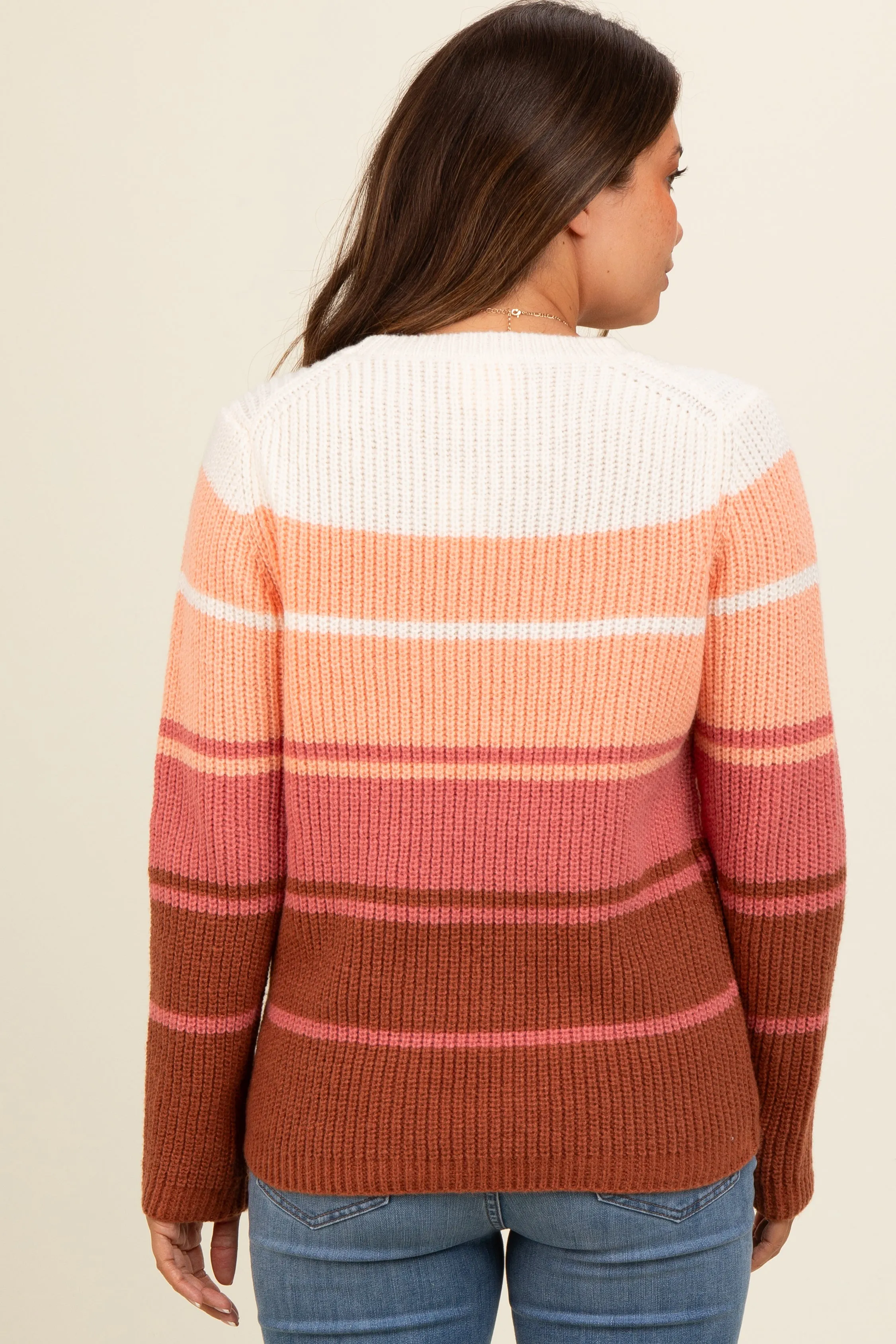 Peach Mixed Stripe Maternity Sweater sold by Pinkblush product image thumbnail 4