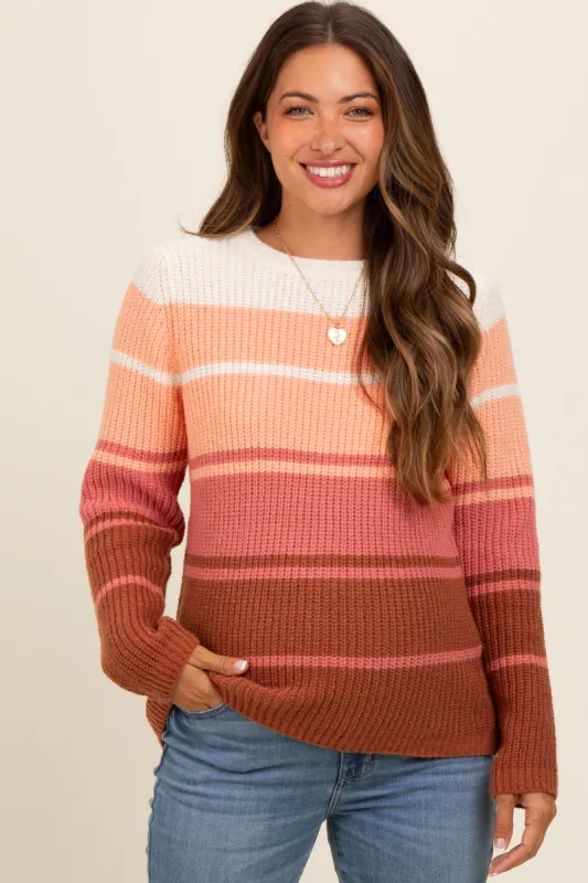 Peach Mixed Stripe Maternity Sweater sold by Pinkblush