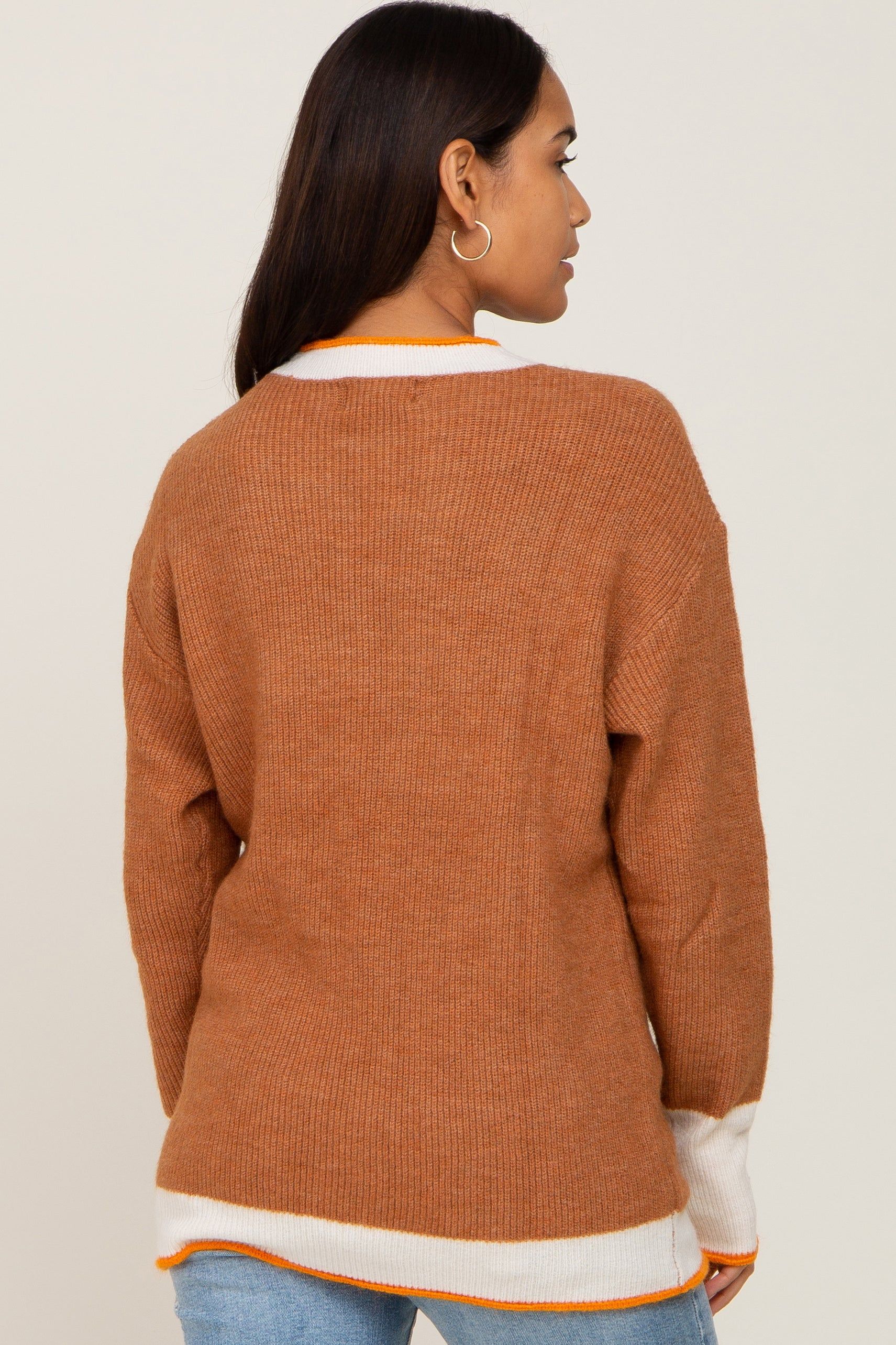 Camel Colorblock Rib Knit Maternity Sweater sold by Pinkblush product image thumbnail 3