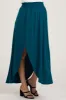 Teal Smocked Rounded Hem Maternity Maxi Skirt sold by Pinkblush
