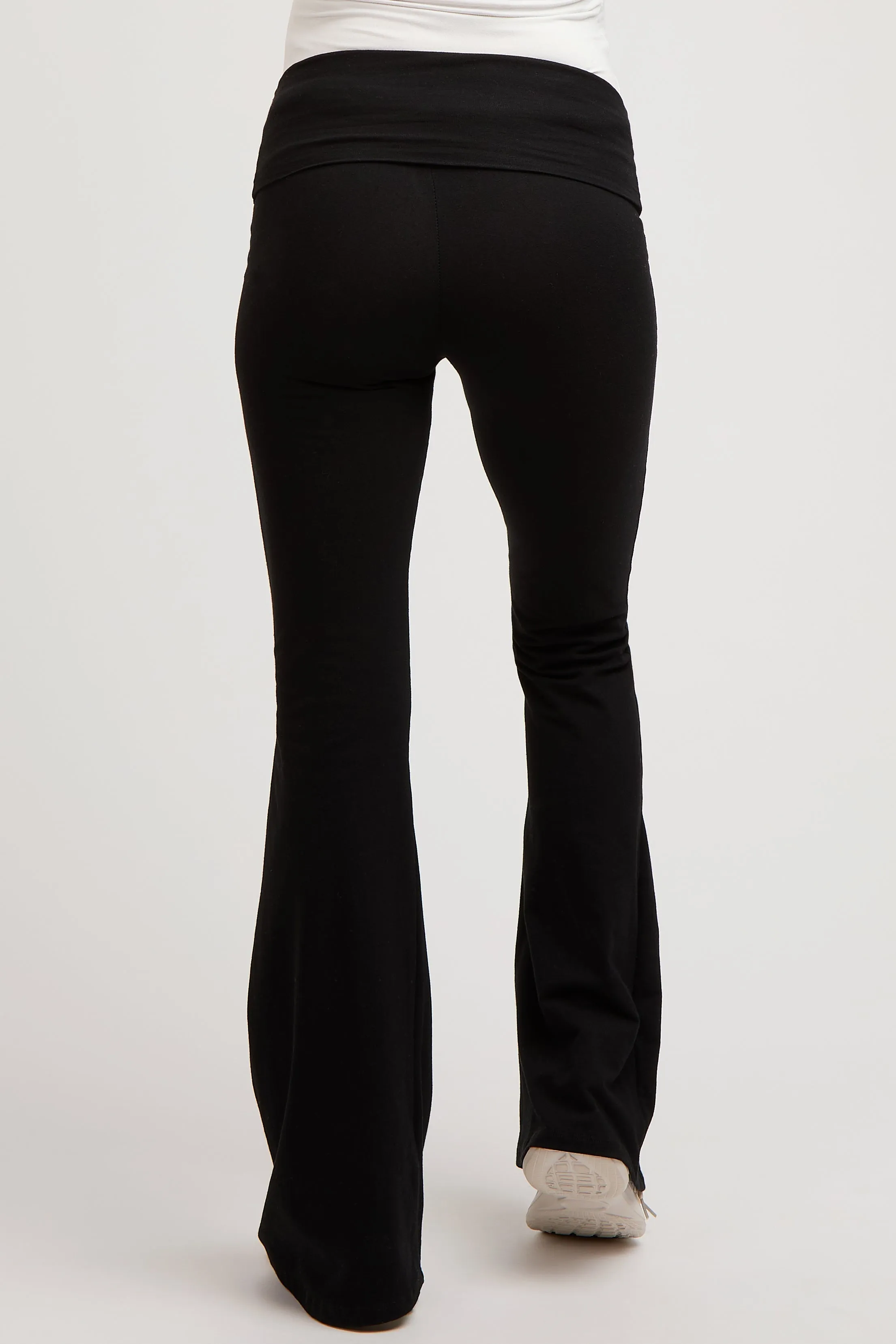Black Fold-Over Waistband Flared Maternity Leggings sold by Pinkblush product image thumbnail 4