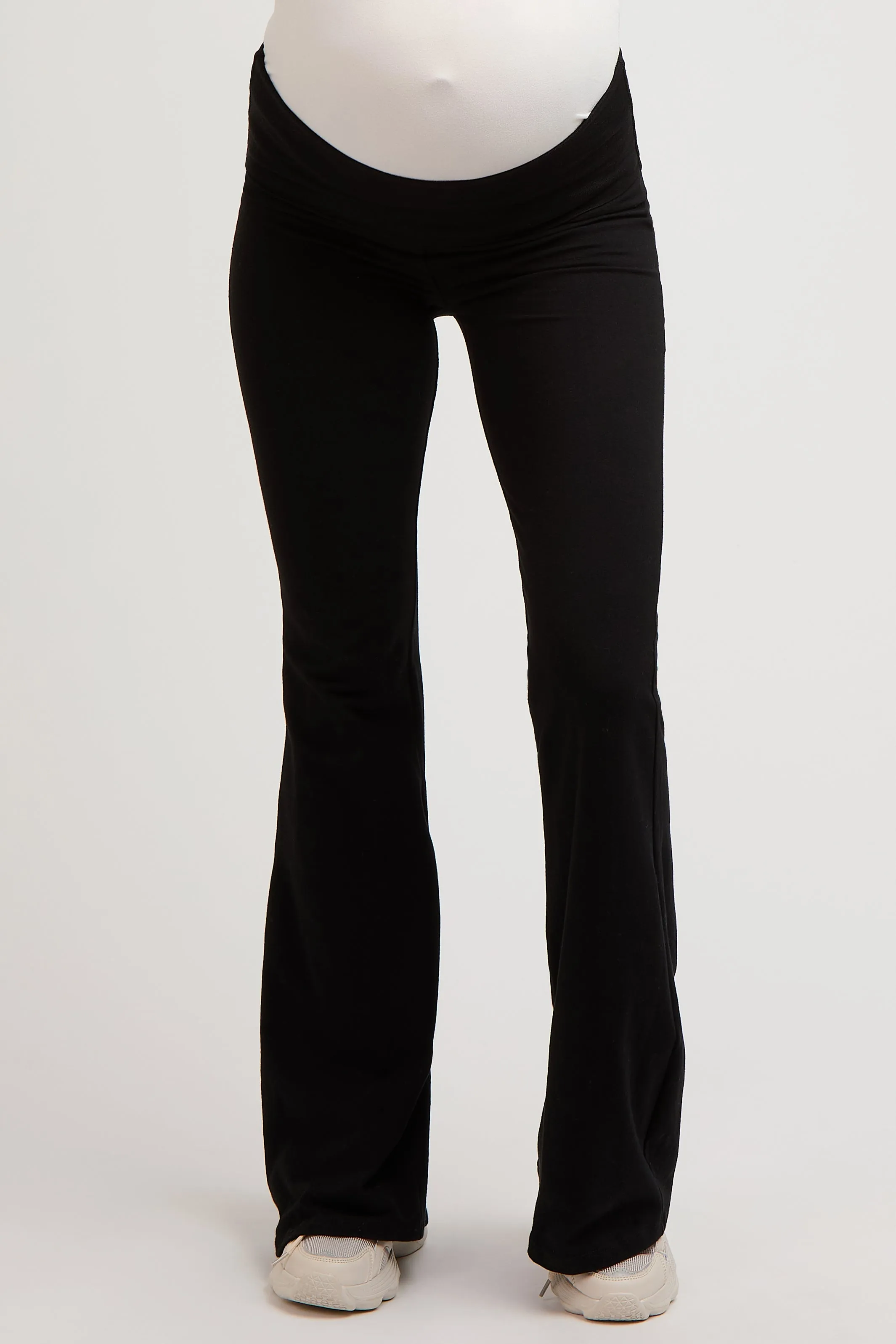 Black Fold-Over Waistband Flared Maternity Leggings sold by Pinkblush product image thumbnail 2