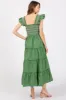 Green Embroidered Smocked Midi Dress sold by Pinkblush