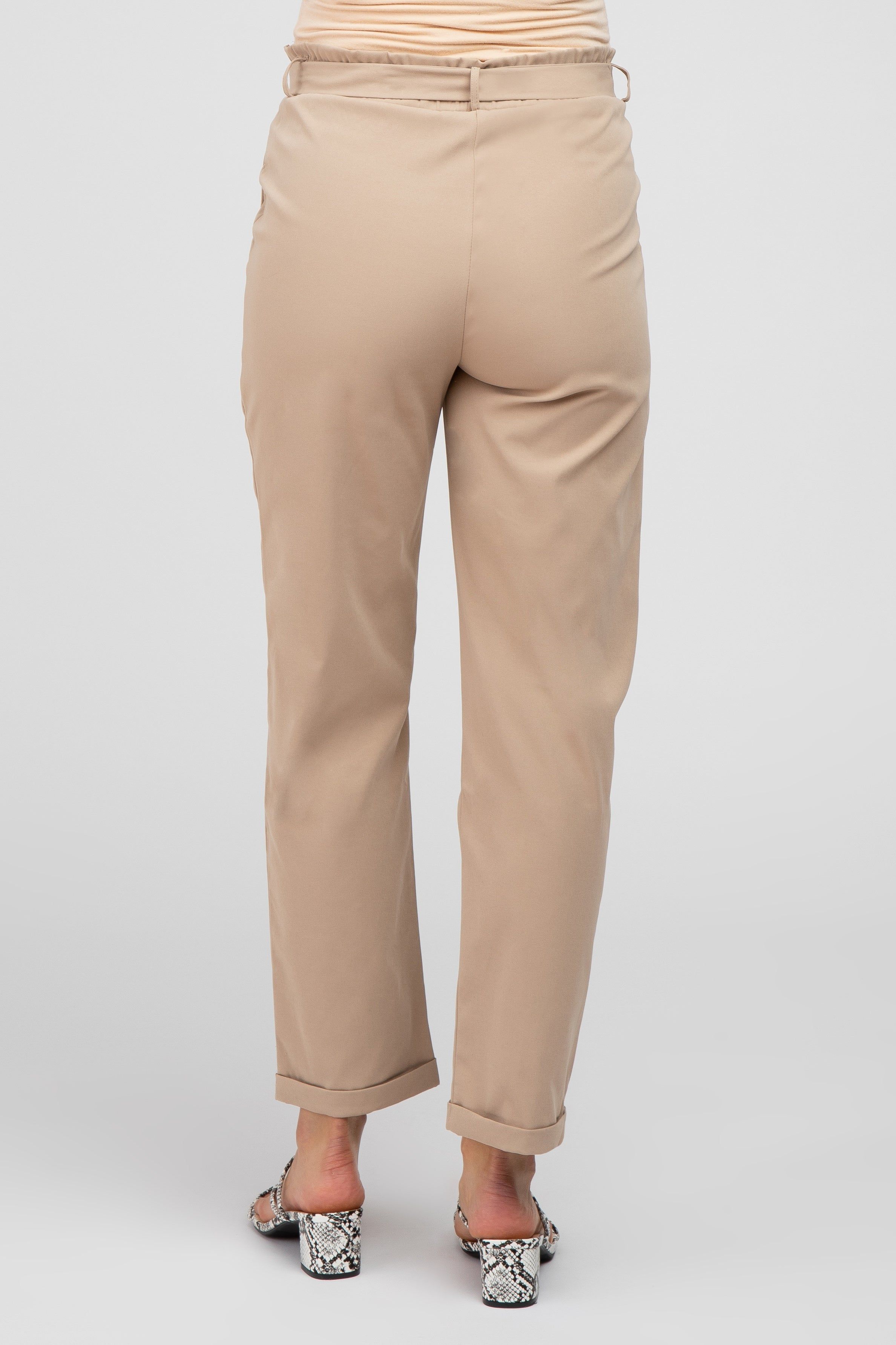 Beige Waist Tie Cuffed Maternity Pants sold by Pinkblush product image thumbnail 8