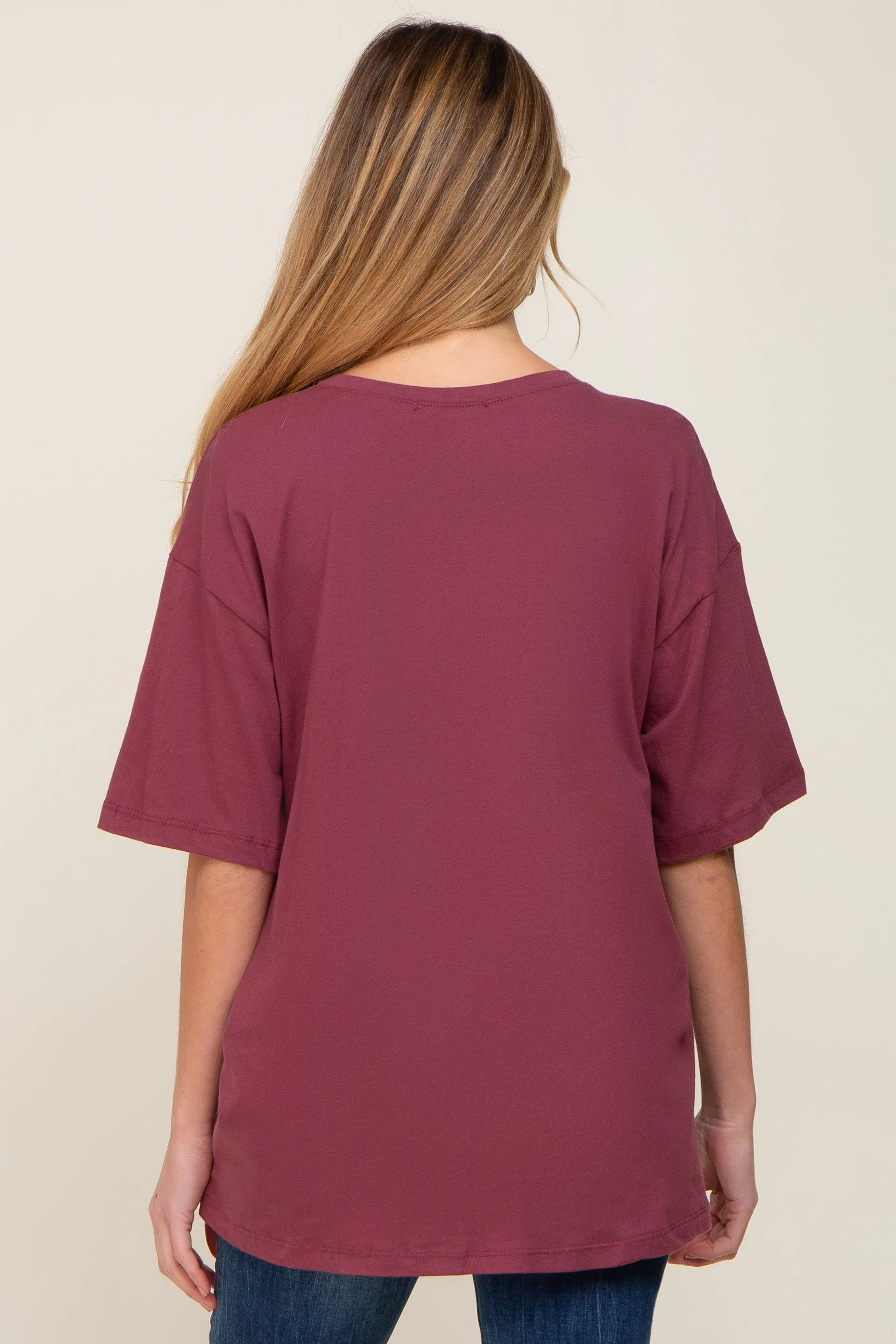 Burgundy Basic Oversized Maternity Tee sold by Pinkblush product image thumbnail 3