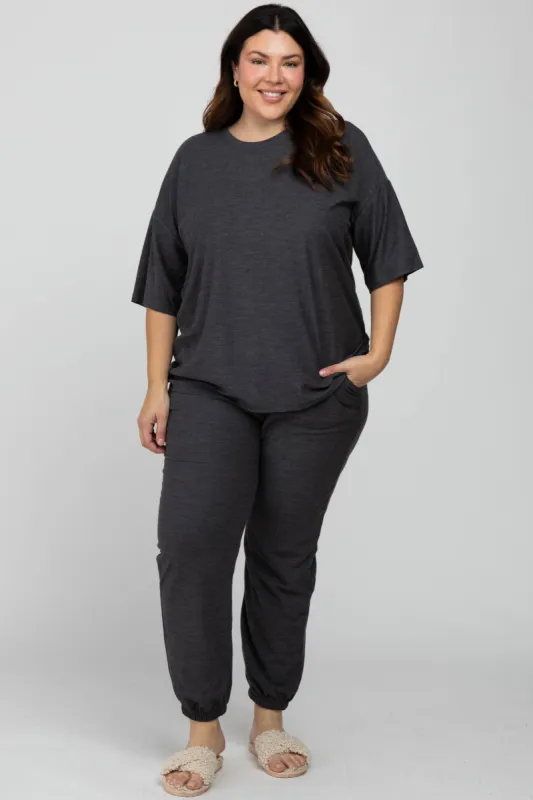 Charcoal Jogger Plus Size Lounge Set sold by Pinkblush