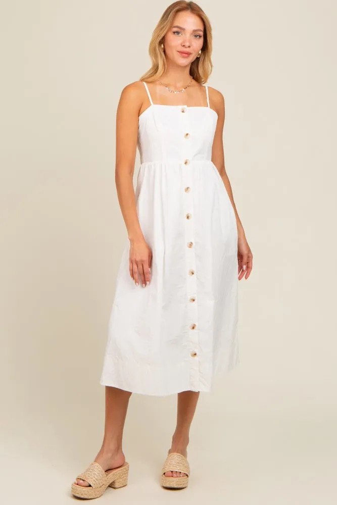 Ivory Sleeveless Button Down Maternity Midi Dress sold by Pinkblush product image thumbnail 4