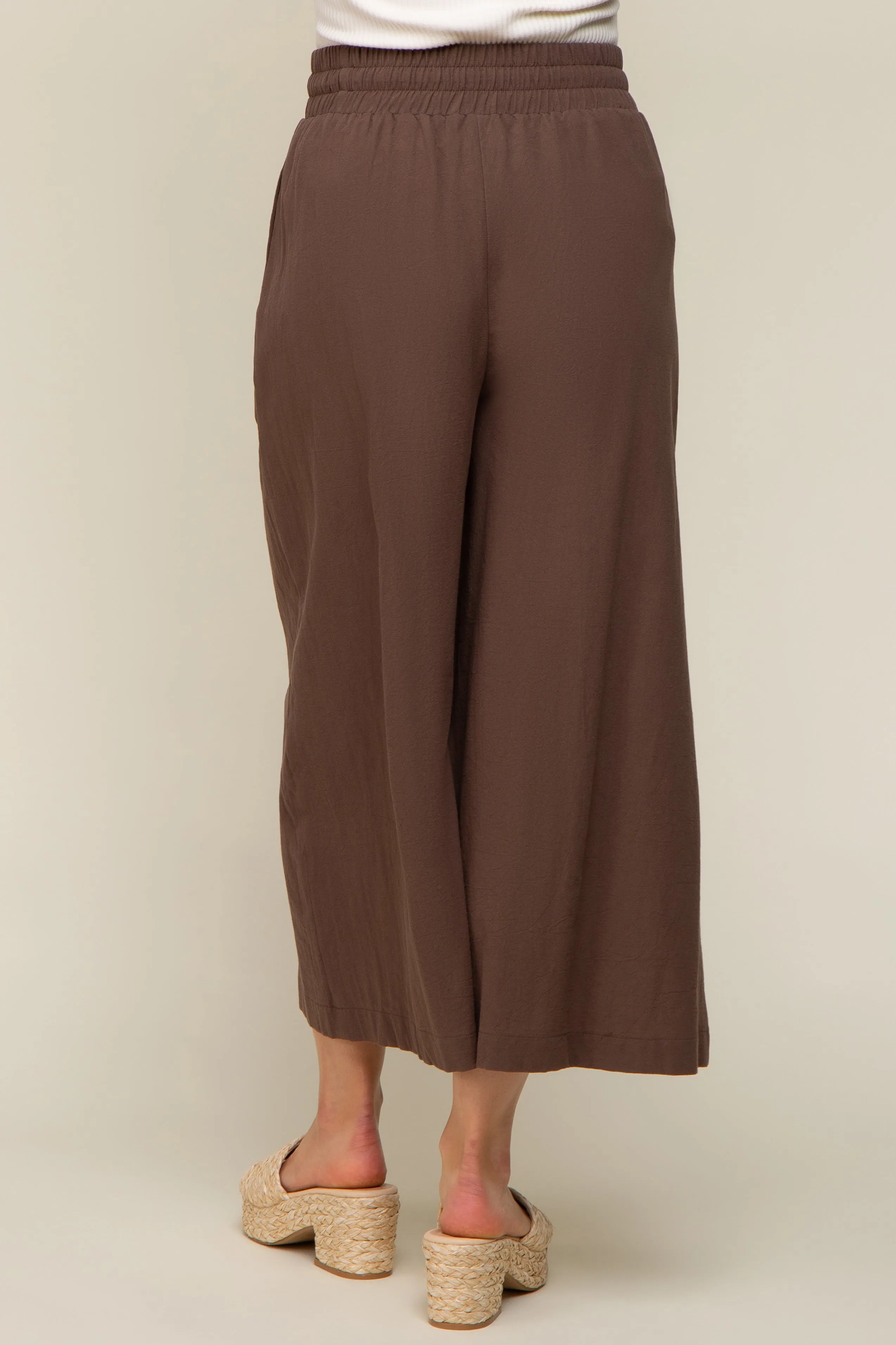 Brown Drawstring Wide Leg Maternity Pants sold by Pinkblush product image thumbnail 4