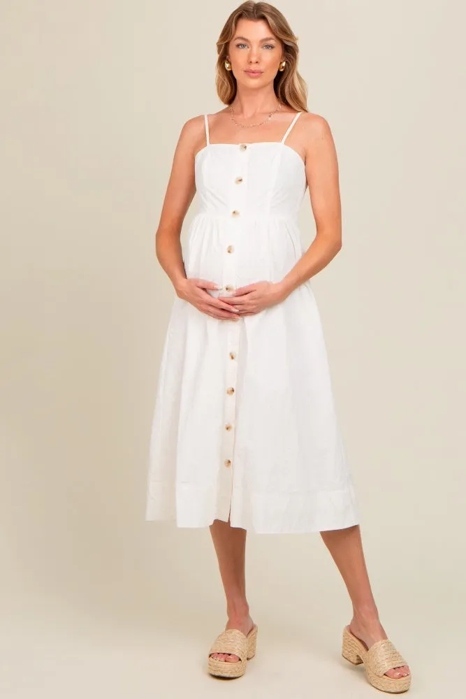 Ivory Sleeveless Button Down Maternity Midi Dress sold by Pinkblush product image thumbnail 2