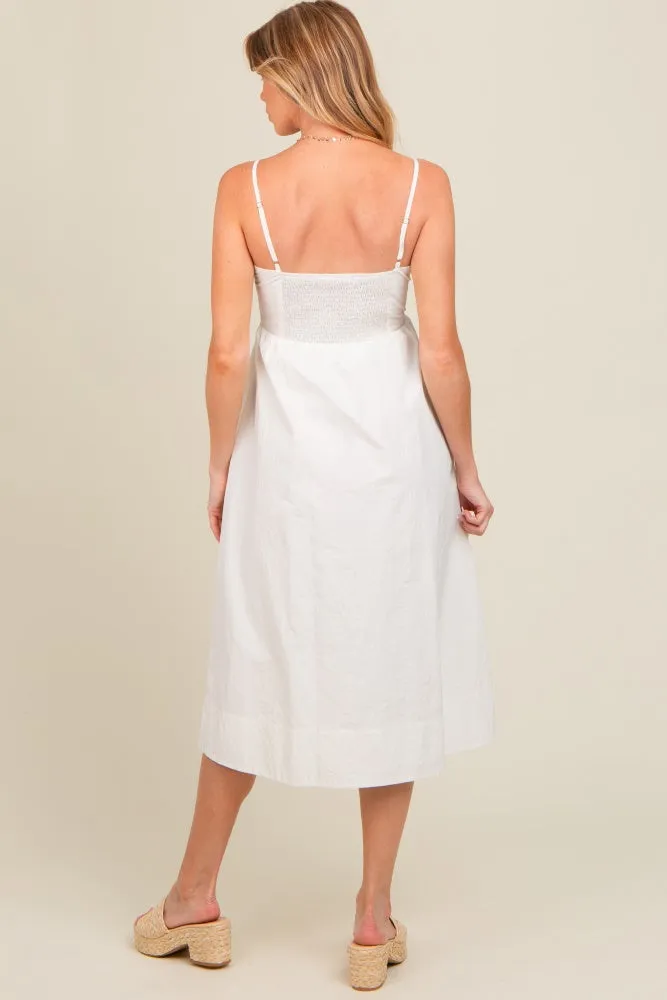 Ivory Sleeveless Button Down Maternity Midi Dress sold by Pinkblush product image thumbnail 3