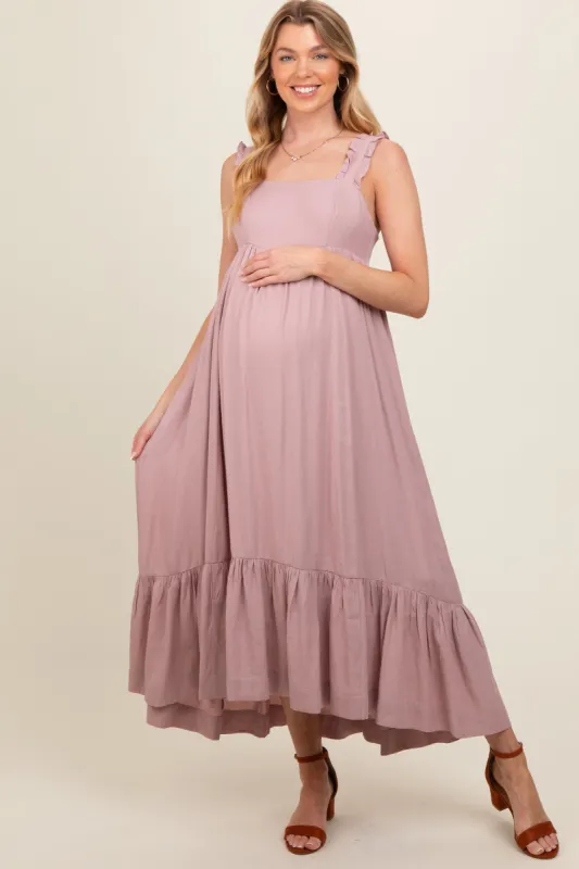 Mauve Pinafore Cutout Maternity Midi Dress sold by Pinkblush