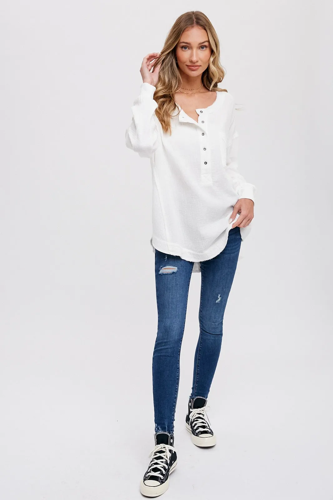 Ivory Lightweight Button Front Tunic Top sold by Pinkblush product image thumbnail 2