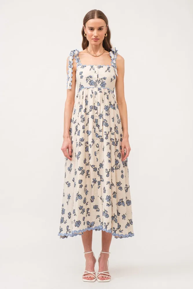 Blue Button Front Maternity Midi Dress sold by Pinkblush product image thumbnail 5