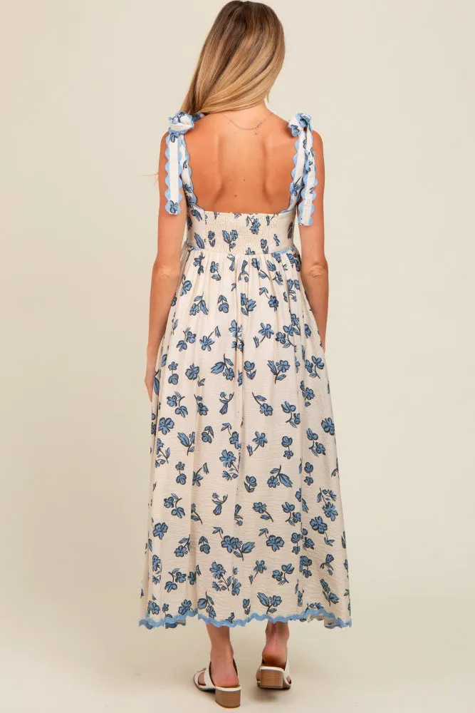 Blue Button Front Maternity Midi Dress sold by Pinkblush product image thumbnail 4