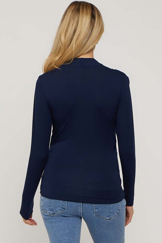 Navy Long Sleeve Wrap Maternity Nursing Top sold by Pinkblush product image thumbnail 3