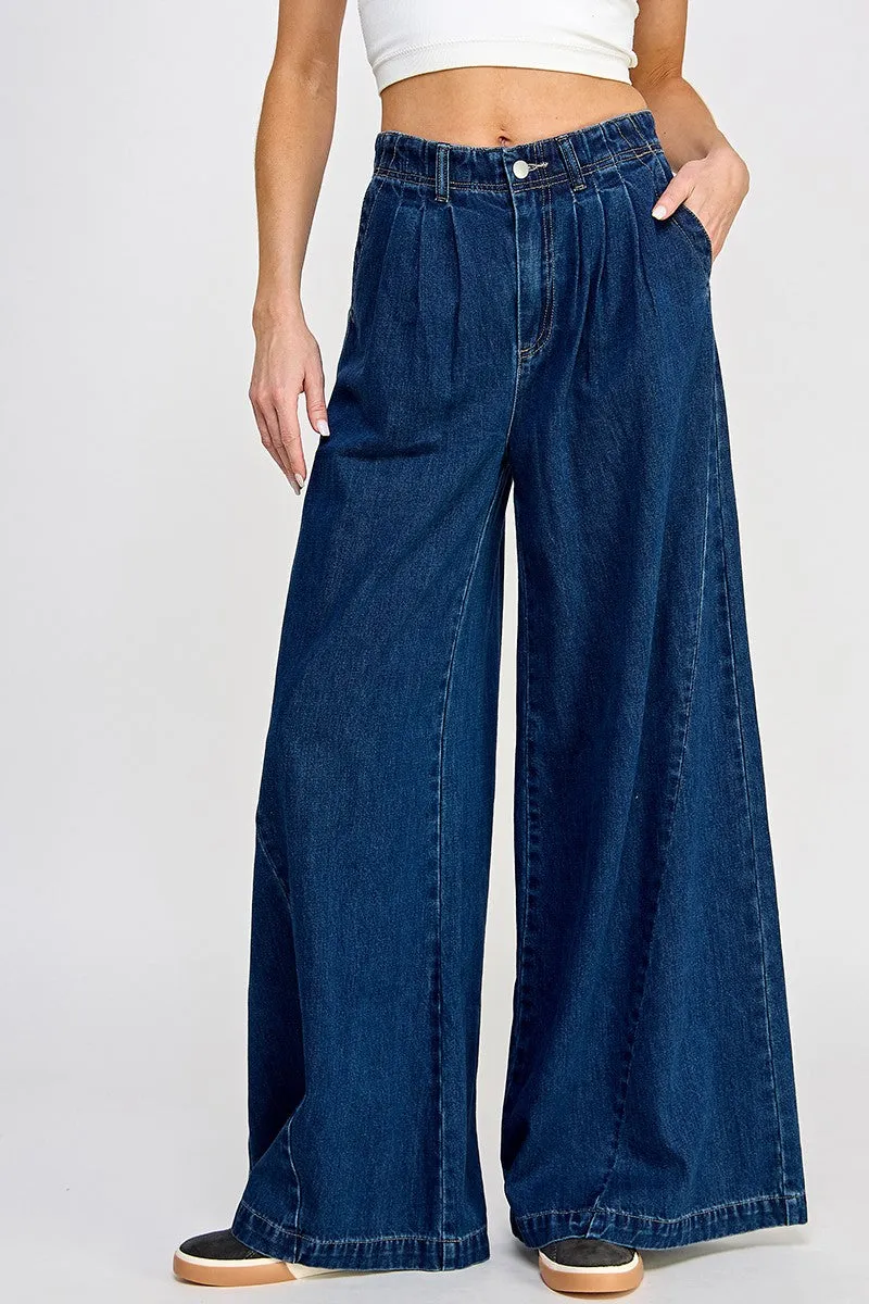 Denim Blue Super Wide Leg Denim Trousers sold by Pinkblush product image thumbnail 3