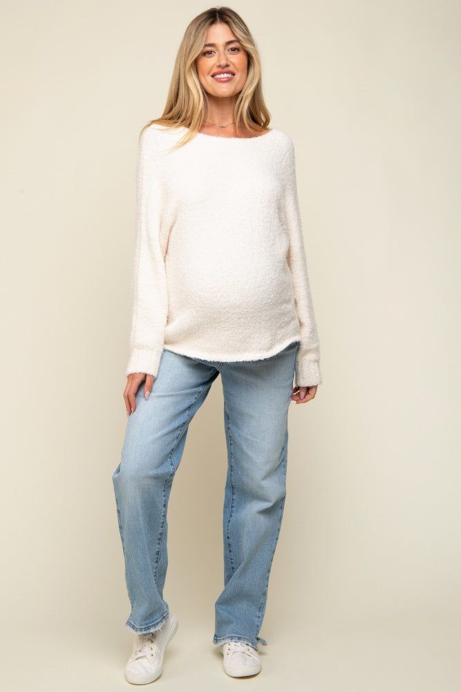Ivory Fuzzy Knit Maternity Sweater sold by Pinkblush product image thumbnail 4