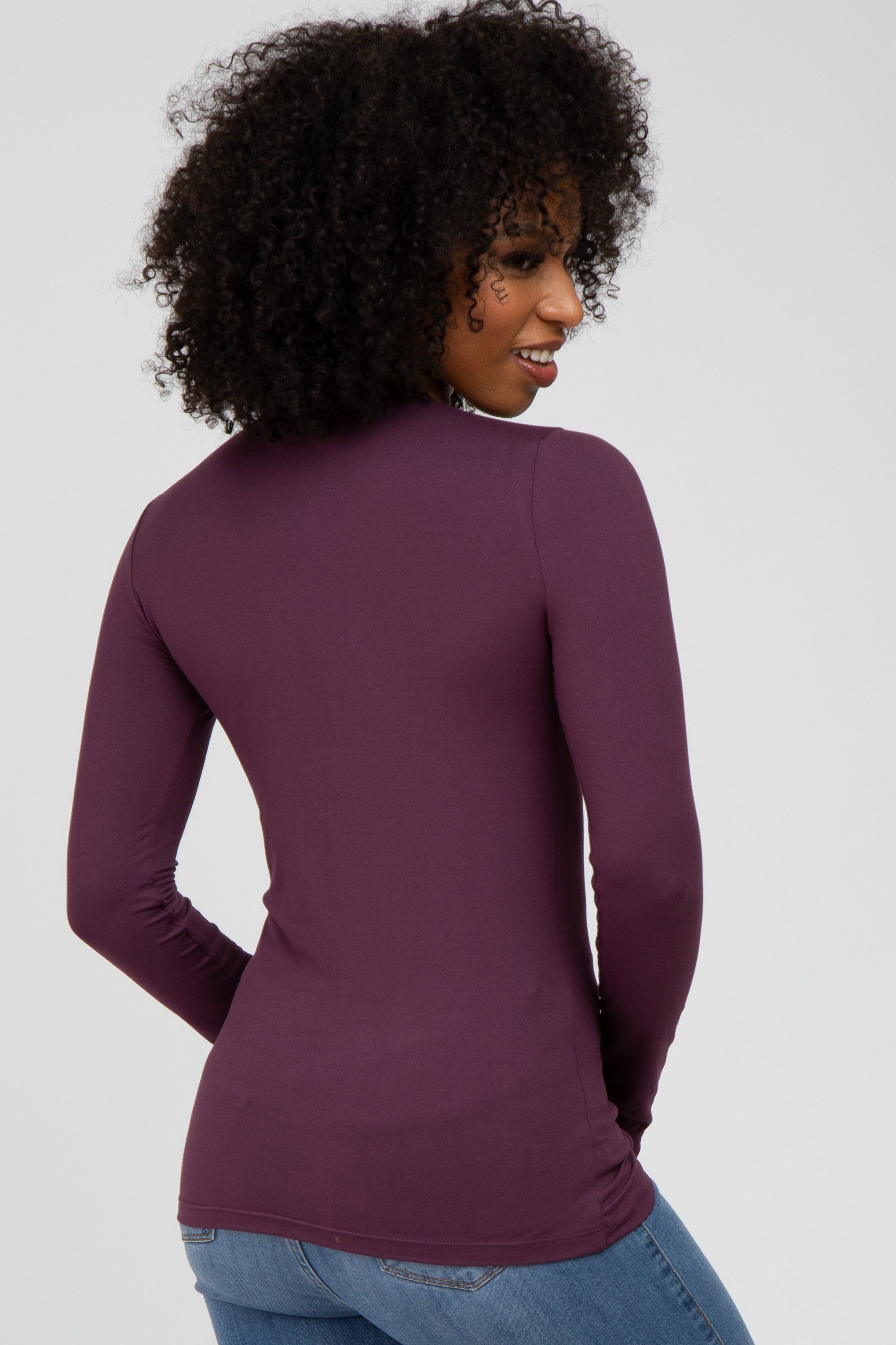 Plum Long Sleeve Basic Top sold by Pinkblush product image thumbnail 4