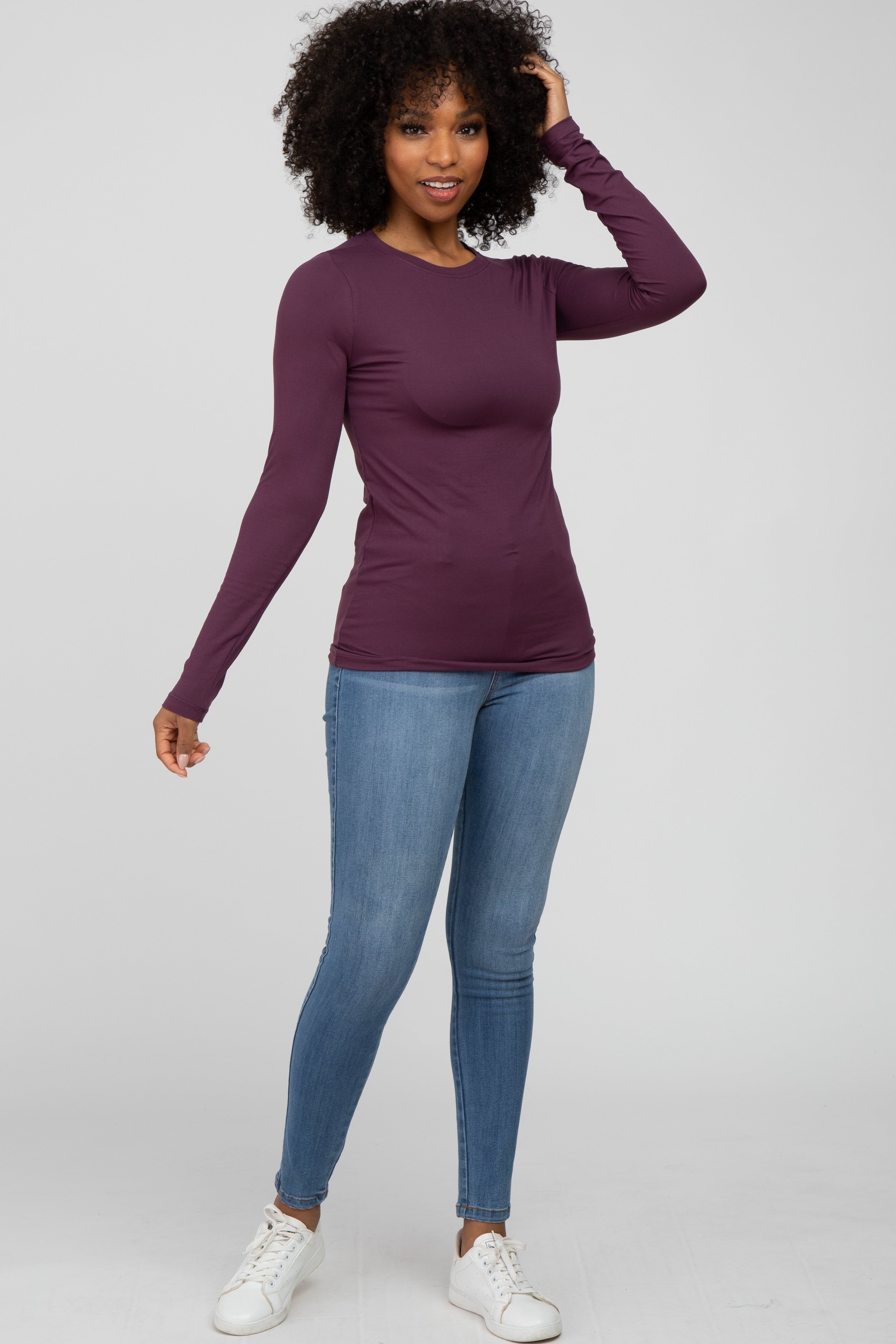 Plum Long Sleeve Basic Top sold by Pinkblush product image thumbnail 2