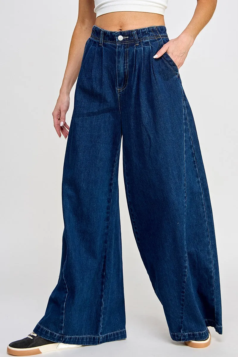 Denim Blue Super Wide Leg Denim Trousers sold by Pinkblush product image thumbnail 5