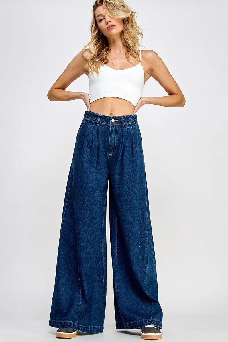 Denim Blue Super Wide Leg Denim Trousers sold by Pinkblush product image thumbnail 2