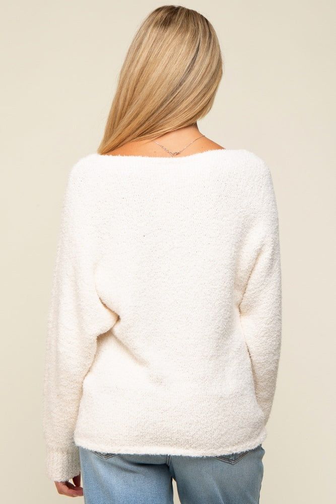 Ivory Fuzzy Knit Maternity Sweater sold by Pinkblush product image thumbnail 3