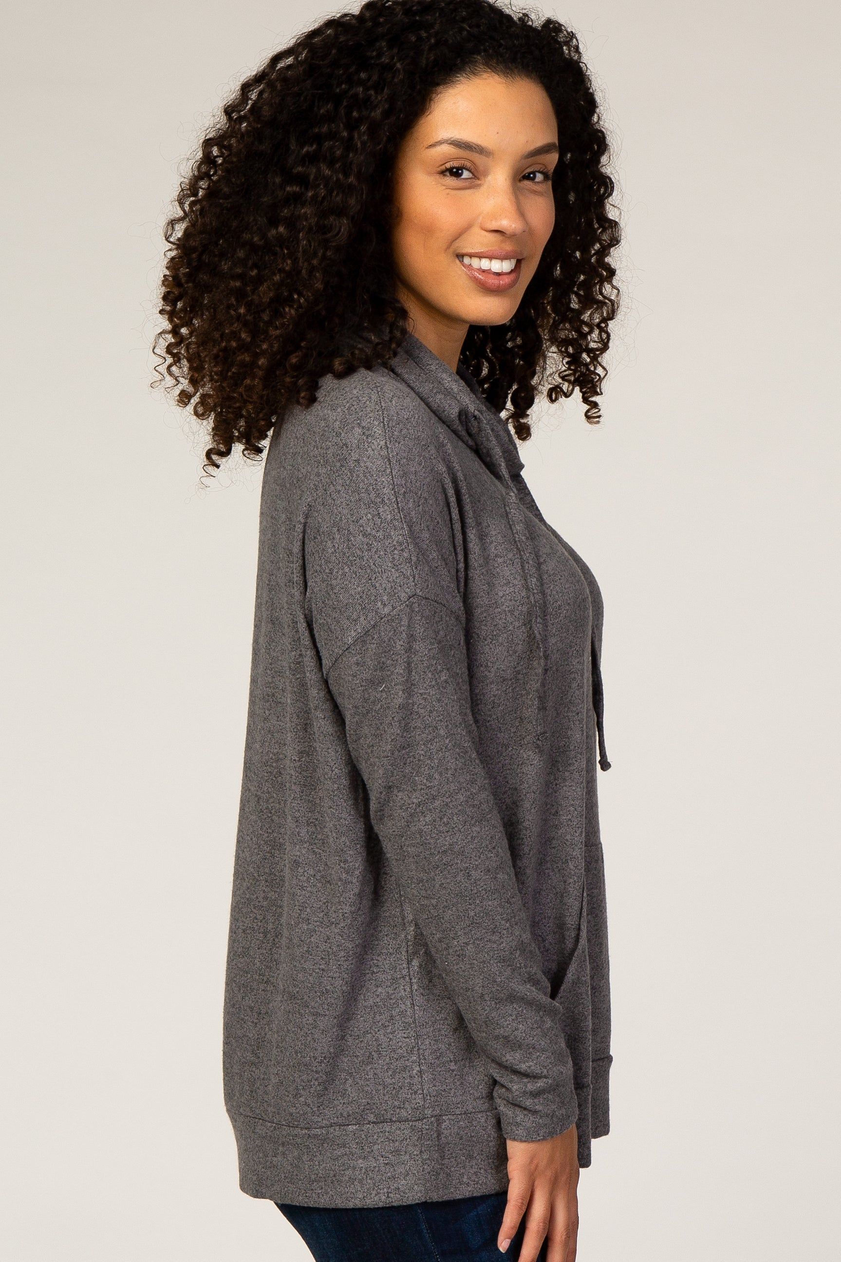 Charcoal Cowl Neck Sweatshirt sold by Pinkblush product image thumbnail 2