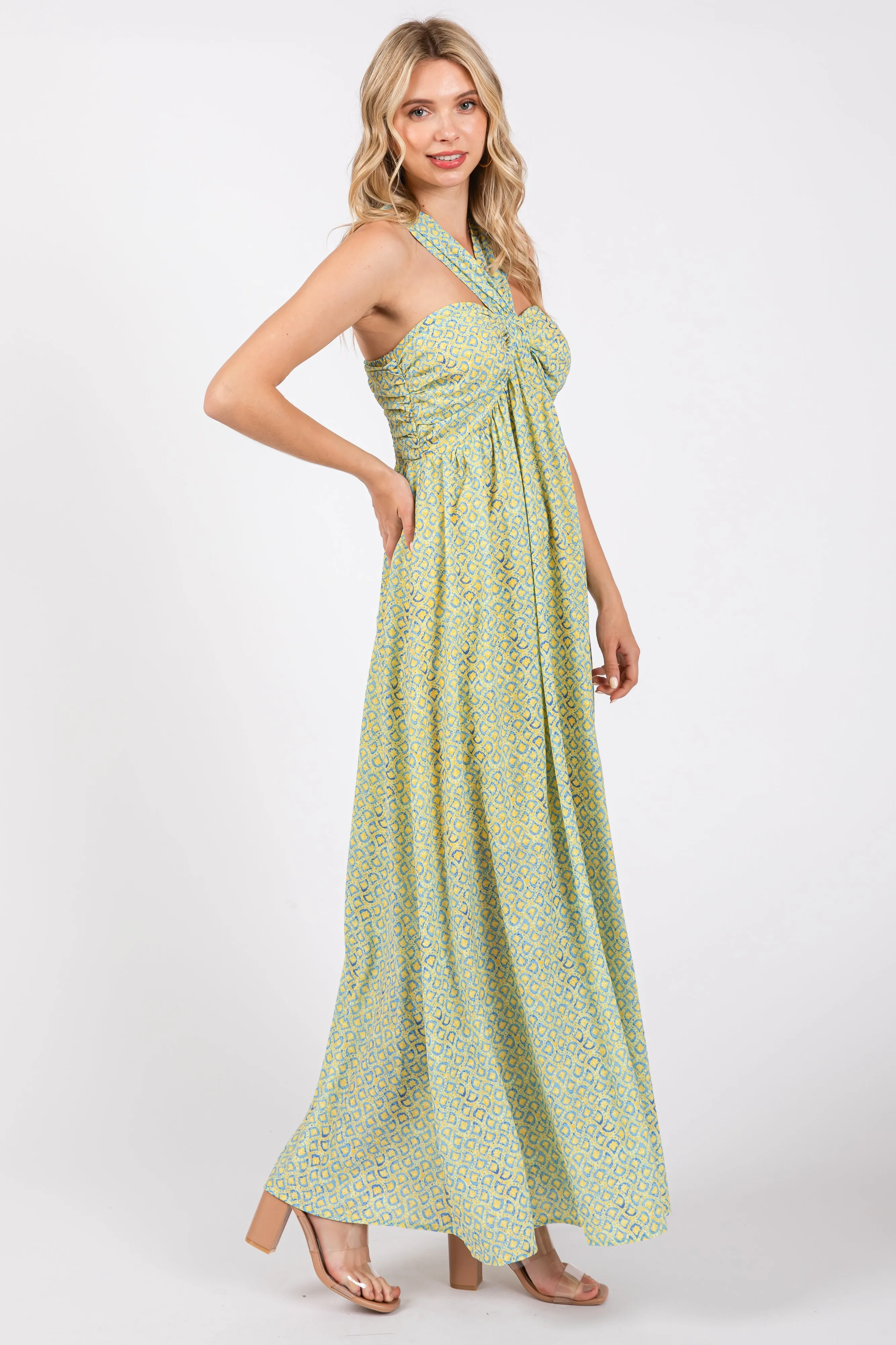 Yellow Print Halter Maxi Dress sold by Pinkblush product image thumbnail 2