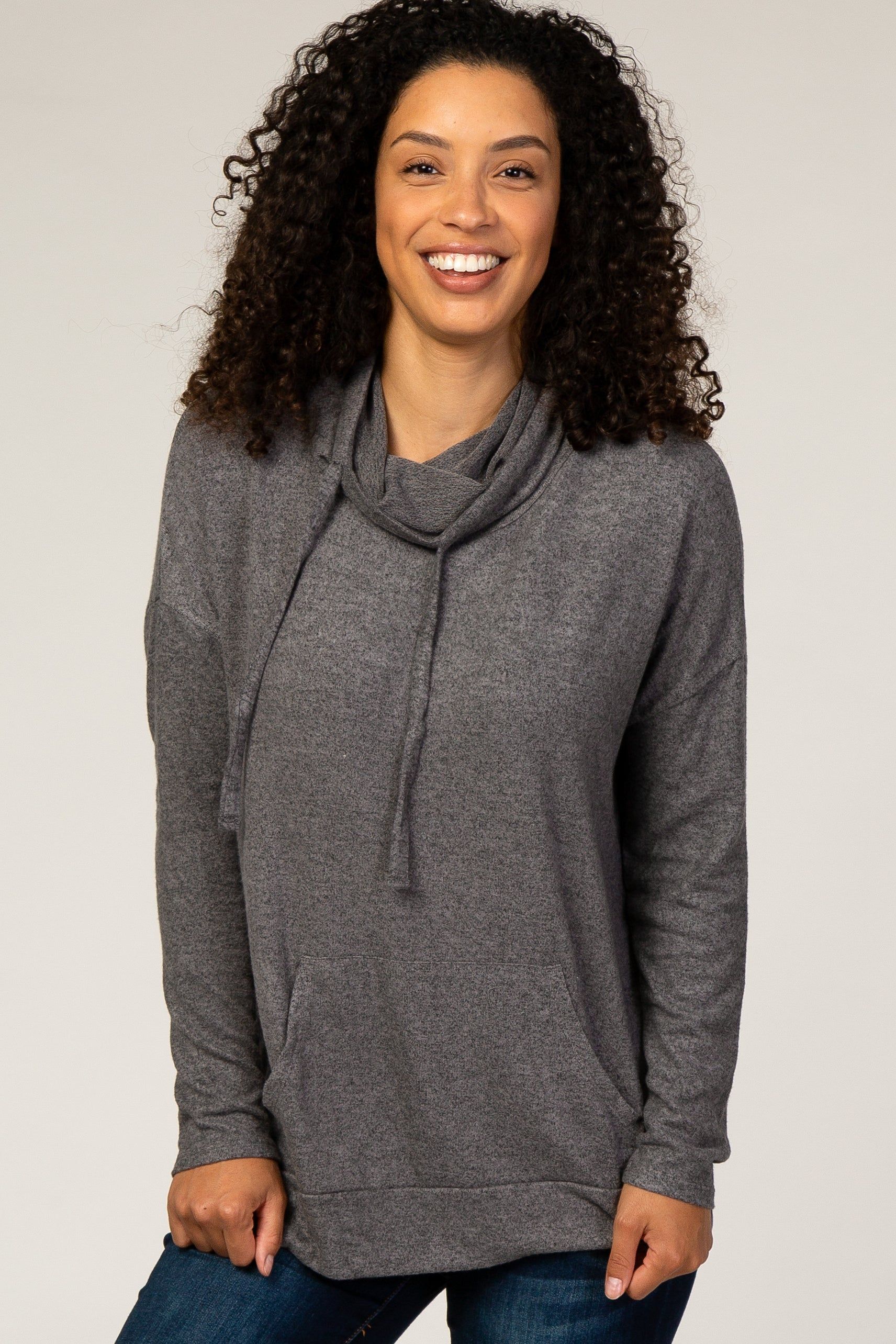 Charcoal Cowl Neck Sweatshirt sold by Pinkblush