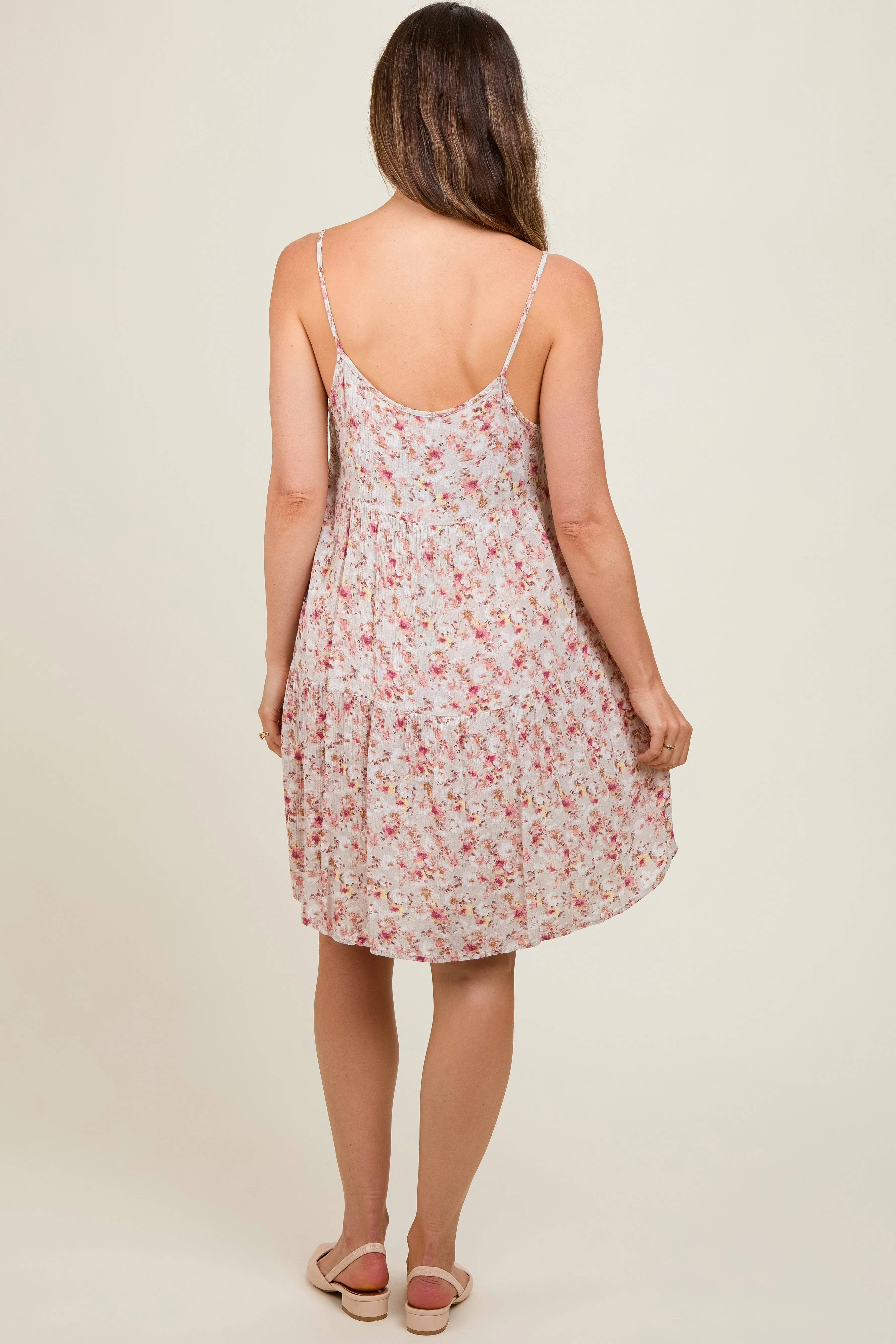 Taupe Floral Tiered Maternity Dress sold by Pinkblush product image thumbnail 4