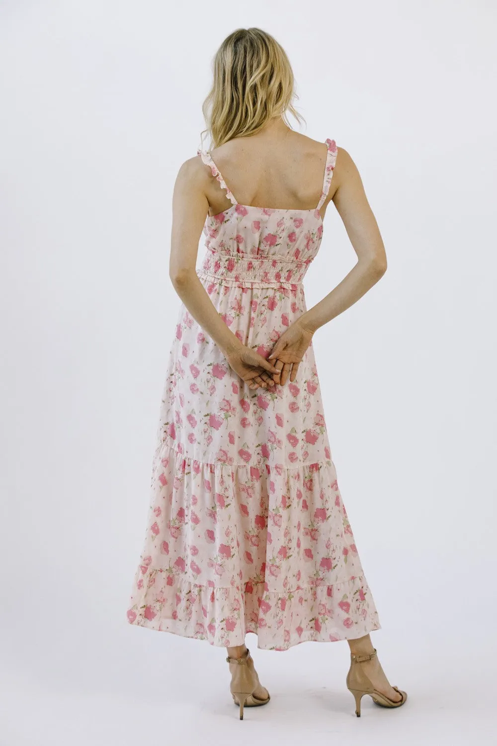Pink Floral Print Ruffled Midi Dress sold by Pinkblush product image thumbnail 4