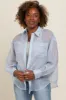 Light Blue Sheer Striped Maternity Button Down Blouse sold by Pinkblush