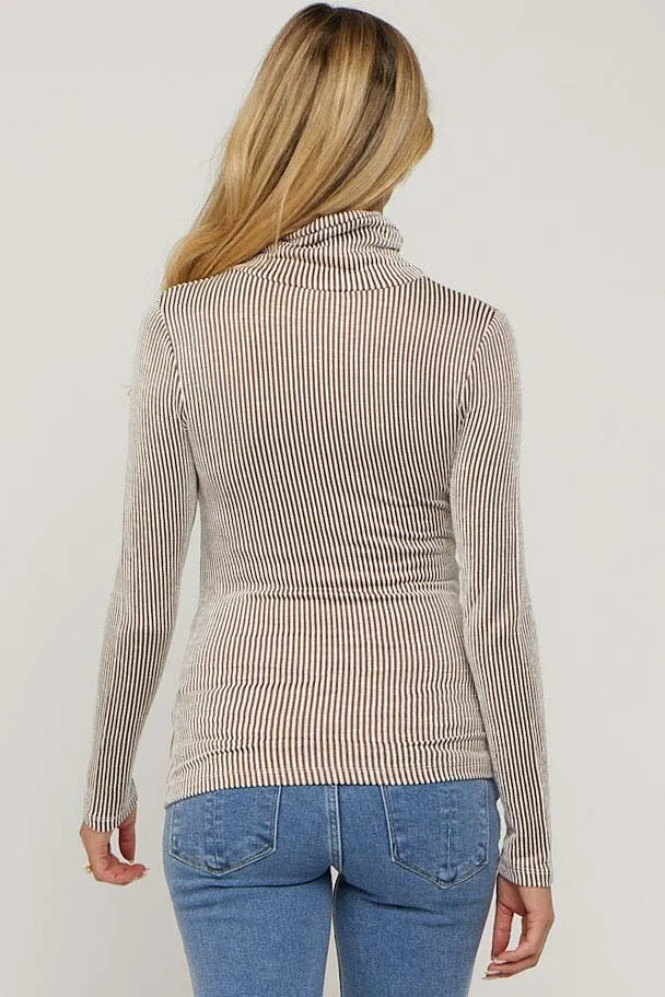 Camel Ribbed Maternity Turtleneck Top sold by Pinkblush product image thumbnail 3