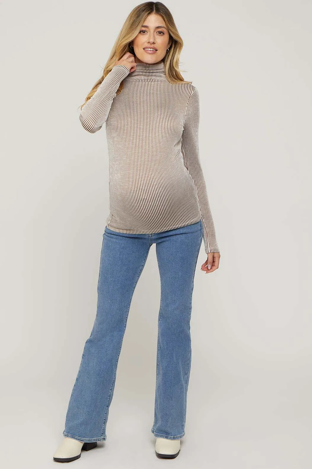 Camel Ribbed Maternity Turtleneck Top sold by Pinkblush product image thumbnail 4