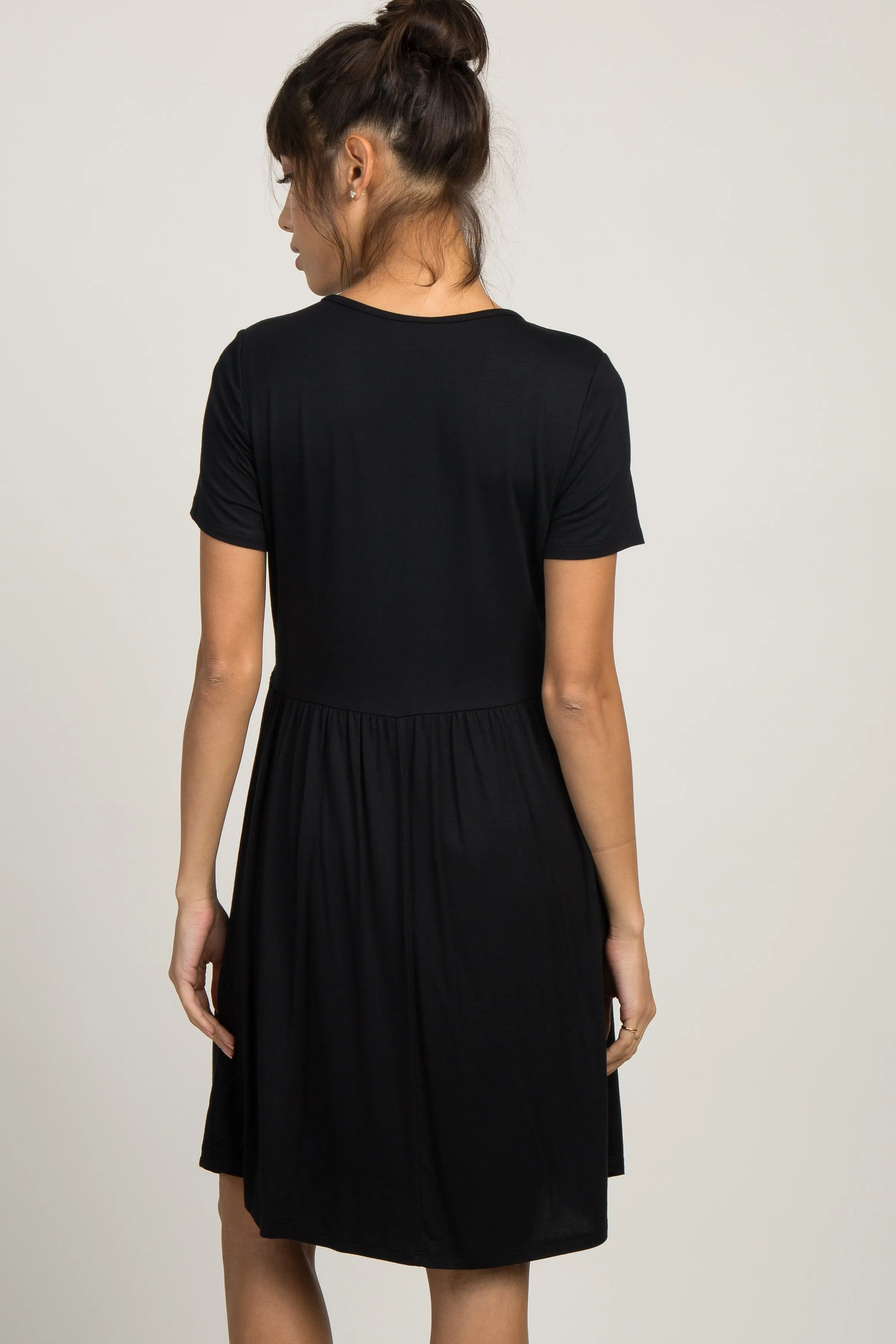 PinkBlush Black Solid Crochet Trim Maternity Shift Dress sold by Pinkblush product image thumbnail 4