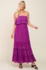 Purple Chiffon Strapless Ruffle Tiered Maxi Dress sold by Pinkblush