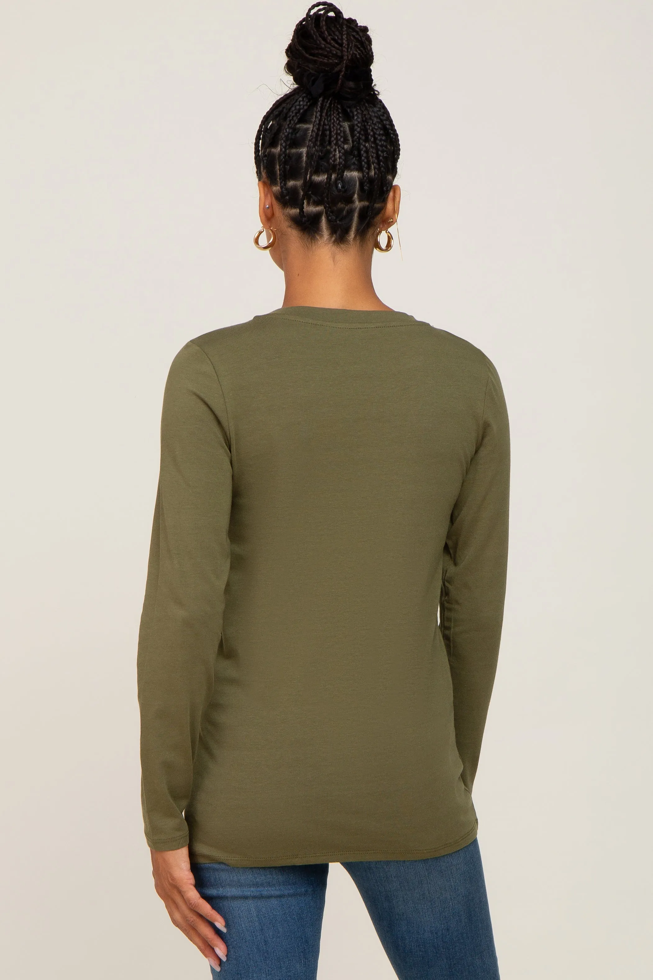Olive Basic Long Sleeve Top sold by Pinkblush product image thumbnail 3