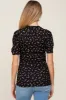 Black Floral Side Ruched Maternity Short Sleeve Top sold by Pinkblush