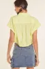 Lemonade Bubble Drawstring Hem Poplin Button Up Shirt sold by Pinkblush