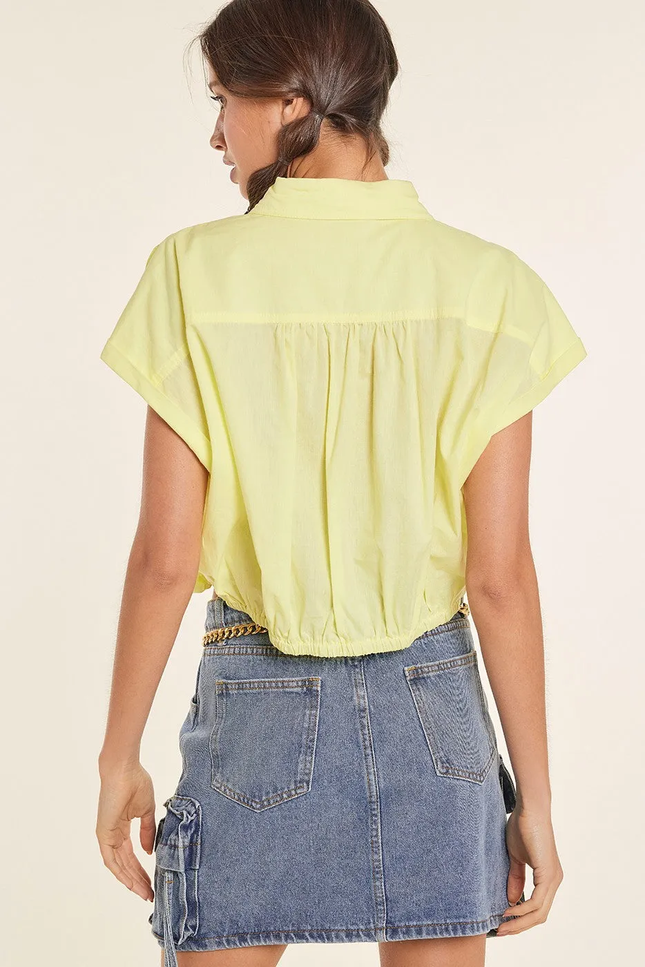 Lemonade Bubble Drawstring Hem Poplin Button Up Shirt sold by Pinkblush product image thumbnail 5