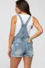 Blue Distressed Maternity Denim Short Overalls sold by Pinkblush