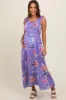 Lavender Floral Smocked Maternity Midi Dress sold by Pinkblush