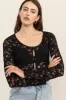 Black Lace Rosette Cardigan Top sold by Pinkblush