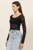 Black Lace Rosette Cardigan Top sold by Pinkblush
